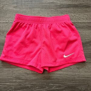Nike Athletic Shorts Girl's size 6 7 Hot Pink Mesh Gym Pull-On Elastic Waist